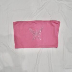 Y2K Butterfly Print Crop Tube Top Summer Women's - XS, S